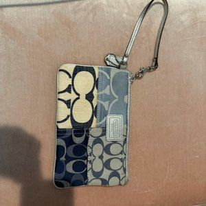 Coach Multi-Blue Canvas Wristlet